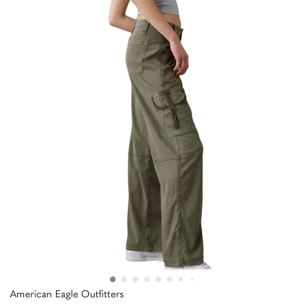American Eagle Outfitters Women's Green Wide Leg Pants - Picture 3 of 8